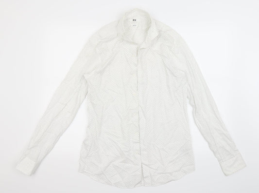 Uniqlo Mens White Geometric   Button-Up Size S