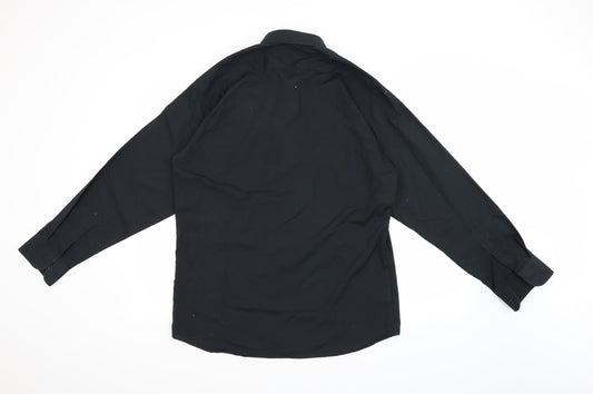 Mens UK Size M Marks and Spencer Black  Button-Up Long Sleeve Casual Shirt