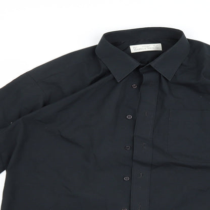 Mens UK Size M Marks and Spencer Black  Button-Up Long Sleeve Casual Shirt