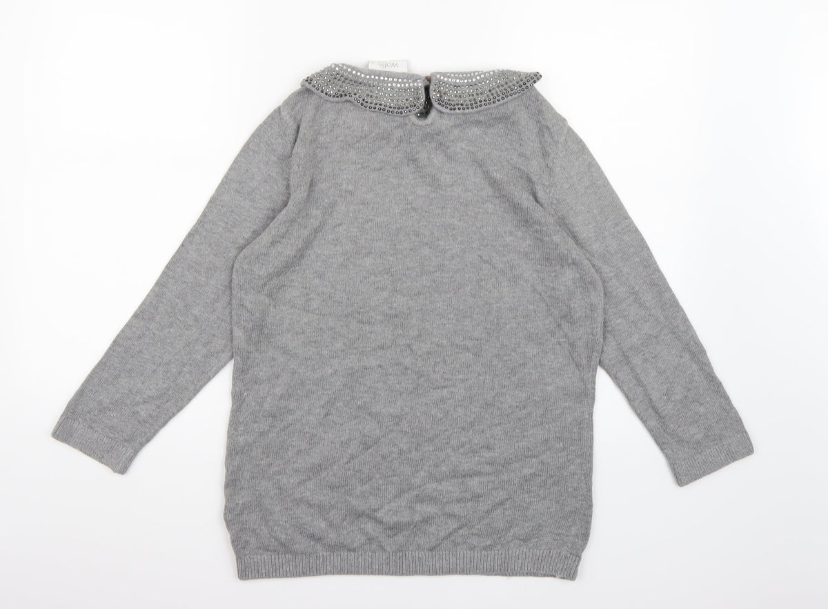 Wallis Womens Grey  Knit Pullover Jumper Size 12