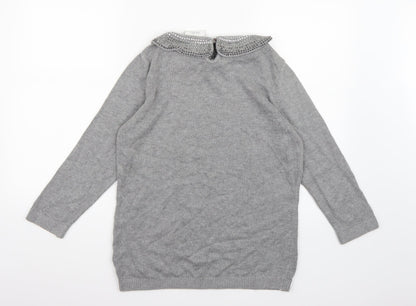 Wallis Womens Grey  Knit Pullover Jumper Size 12