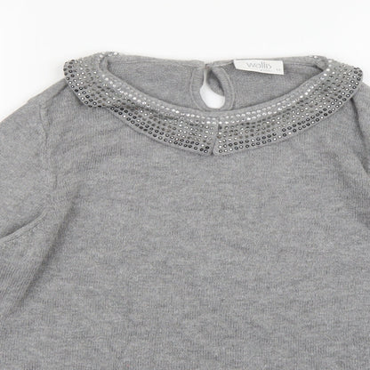 Wallis Womens Grey  Knit Pullover Jumper Size 12