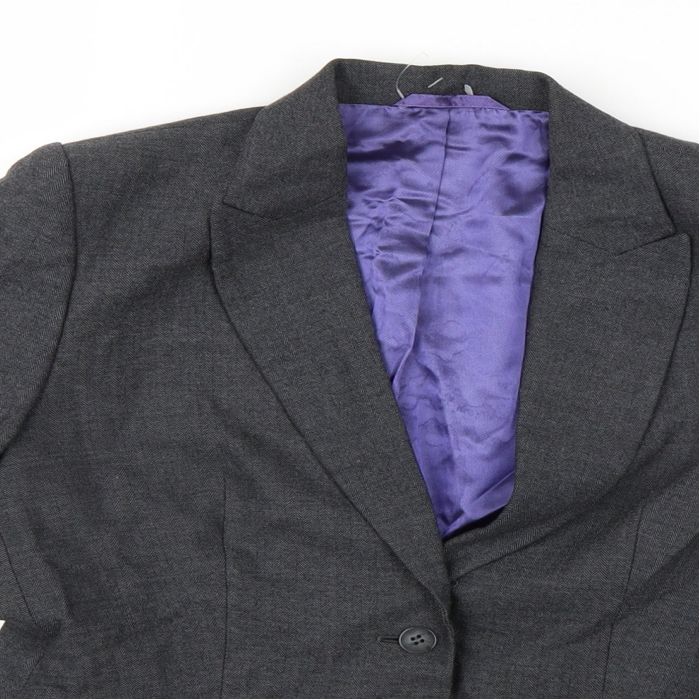 NEXT Womens Grey Herringbone  Jacket Suit Jacket Size 10