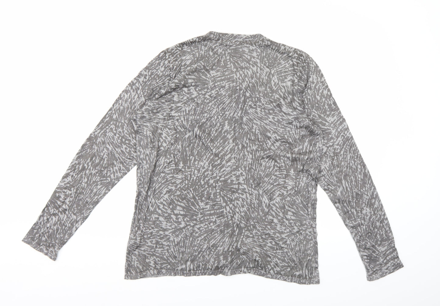 Bonmarché Womens Grey Geometric Knit Cardigan Jumper Size M
