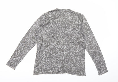 Bonmarché Womens Grey Geometric Knit Cardigan Jumper Size M