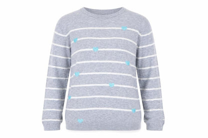 Bonmarché Womens Grey Striped Knit Pullover Jumper Size 14