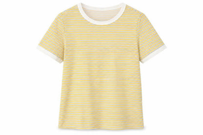 Divided Womens Yellow Striped  Basic T-Shirt Size XS