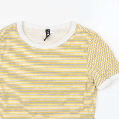 Divided Womens Yellow Striped  Basic T-Shirt Size XS