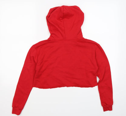 New Look Girls Red  Jersey Pullover Hoodie Size 10-11 Years  - new york. cropped