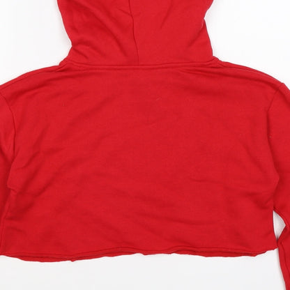 New Look Girls Red  Jersey Pullover Hoodie Size 10-11 Years  - new york. cropped