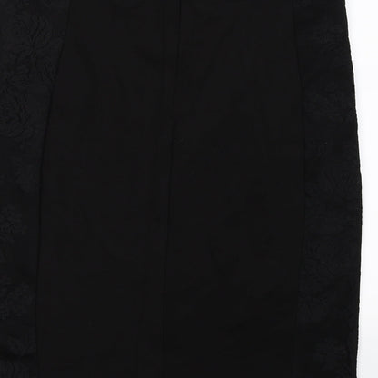Oasis Womens Black Floral  Straight & Pencil Skirt Size L  - lace floral trim