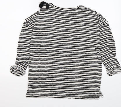 Papaya Womens Grey Striped  Pullover Jumper Size 12  - one cold shoulder