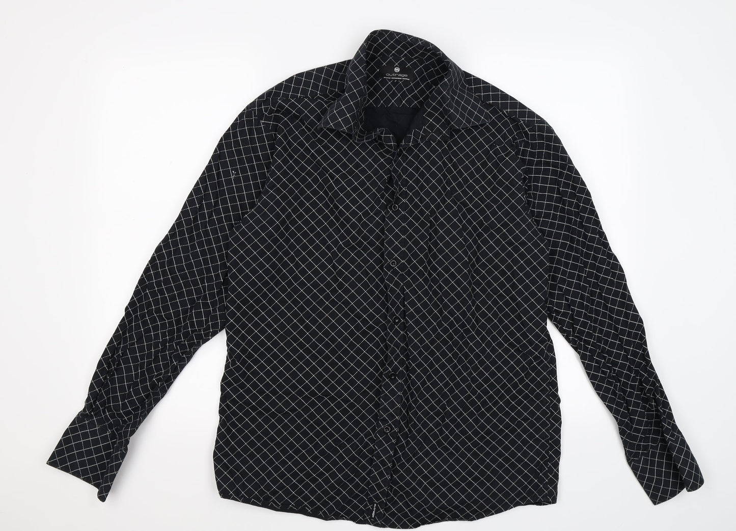 Mens UK Size M outrage Black  Button-Up Long Sleeve Casual Shirt