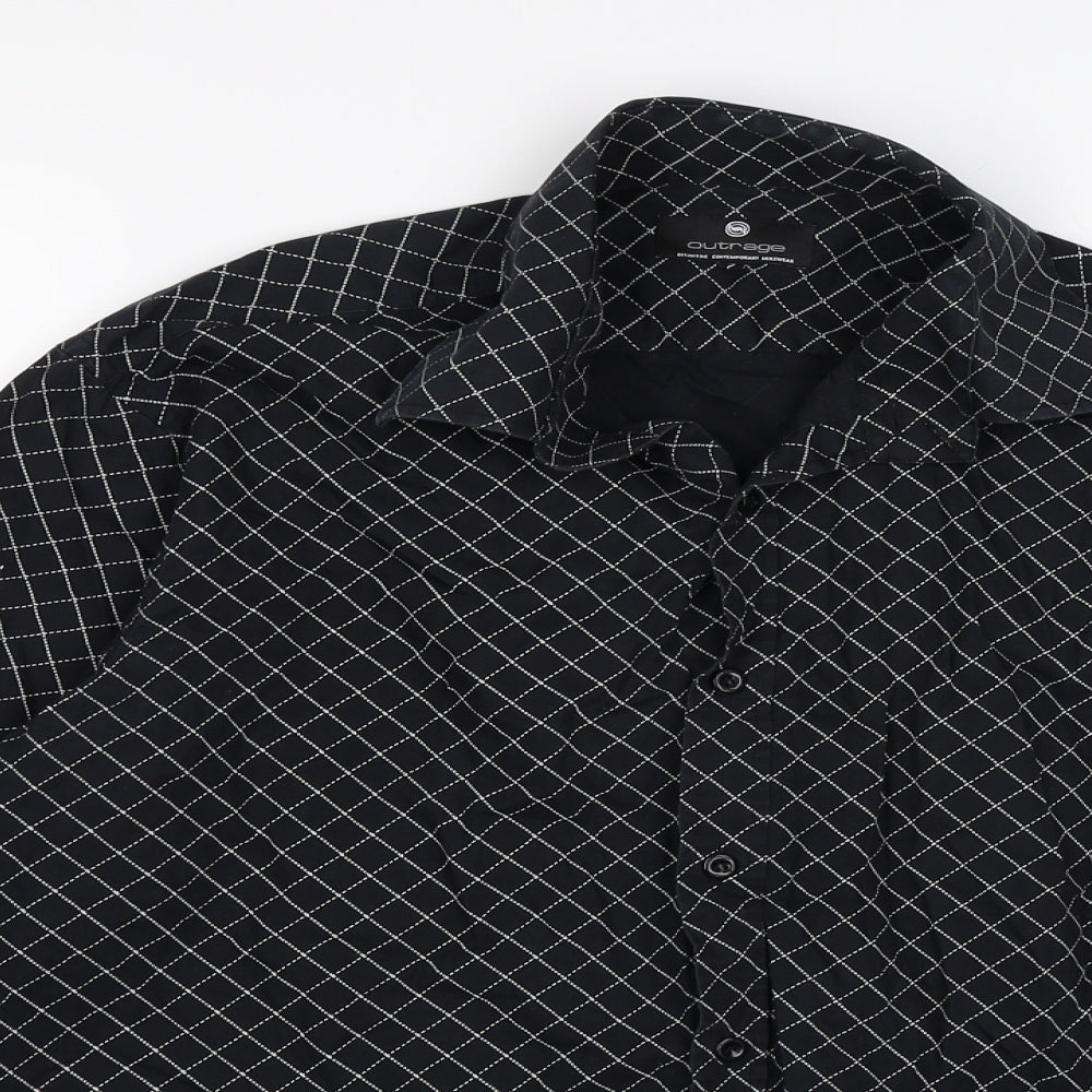 Mens UK Size M outrage Black  Button-Up Long Sleeve Casual Shirt