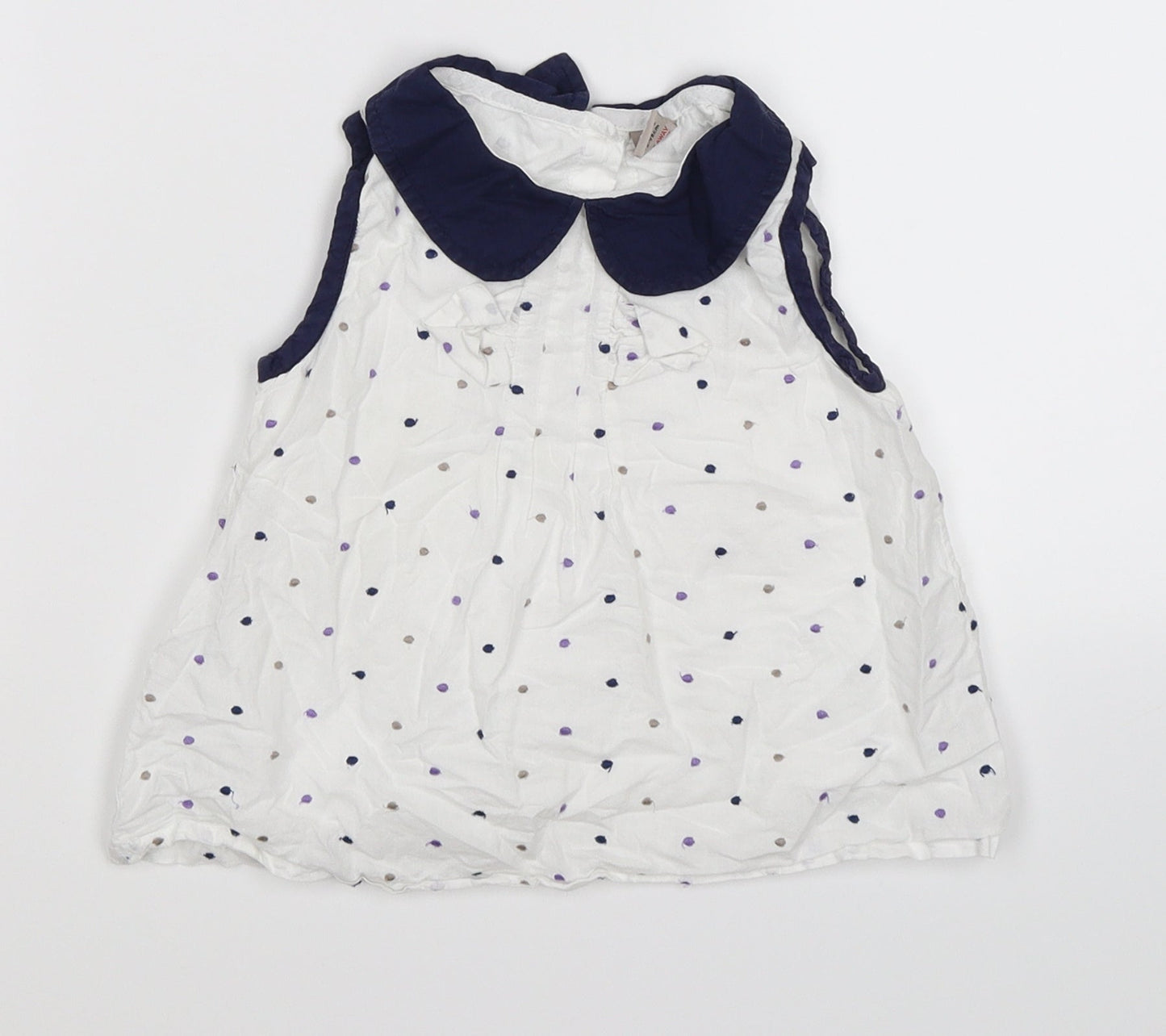 TU Girls White Polka Dot  Tunic T-Shirt Size 2-3 Years