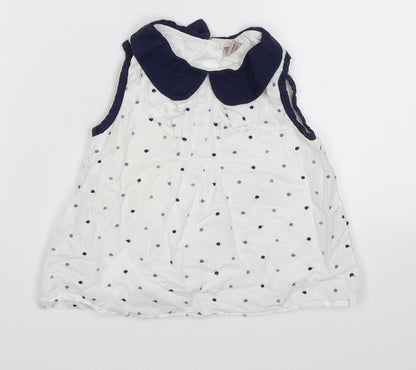 TU Girls White Polka Dot  Tunic T-Shirt Size 2-3 Years