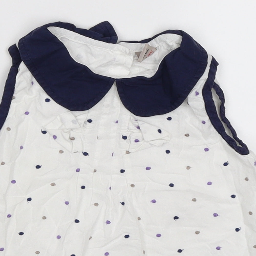 TU Girls White Polka Dot  Tunic T-Shirt Size 2-3 Years