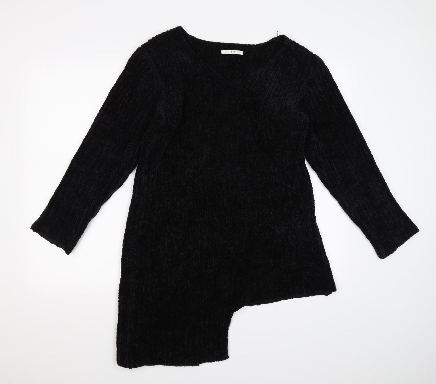 SLY Womens Black Striped Knit Jumper Dress  One Size  - Asymmetric