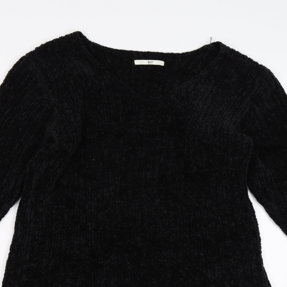 SLY Womens Black Striped Knit Jumper Dress  One Size  - Asymmetric