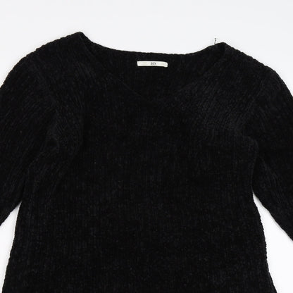 SLY Womens Black Striped Knit Jumper Dress  One Size  - Asymmetric