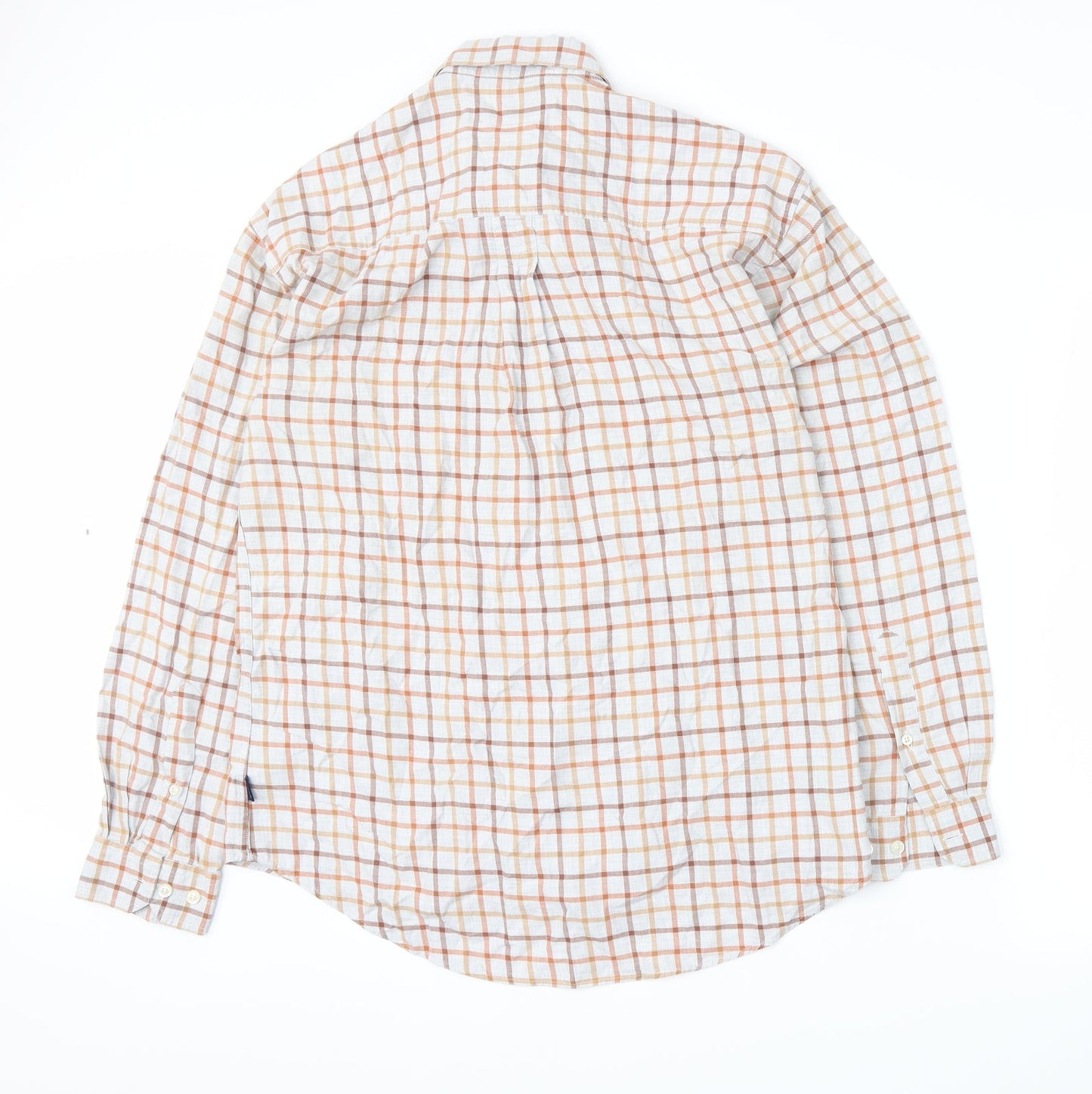 R. Blue Mens Orange Plaid   Button-Up Size M