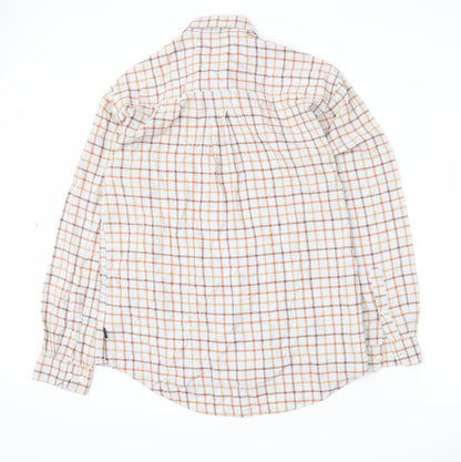 R. Blue Mens Orange Plaid   Button-Up Size M