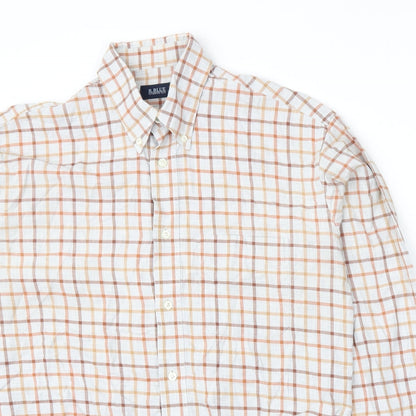 R. Blue Mens Orange Plaid   Button-Up Size M