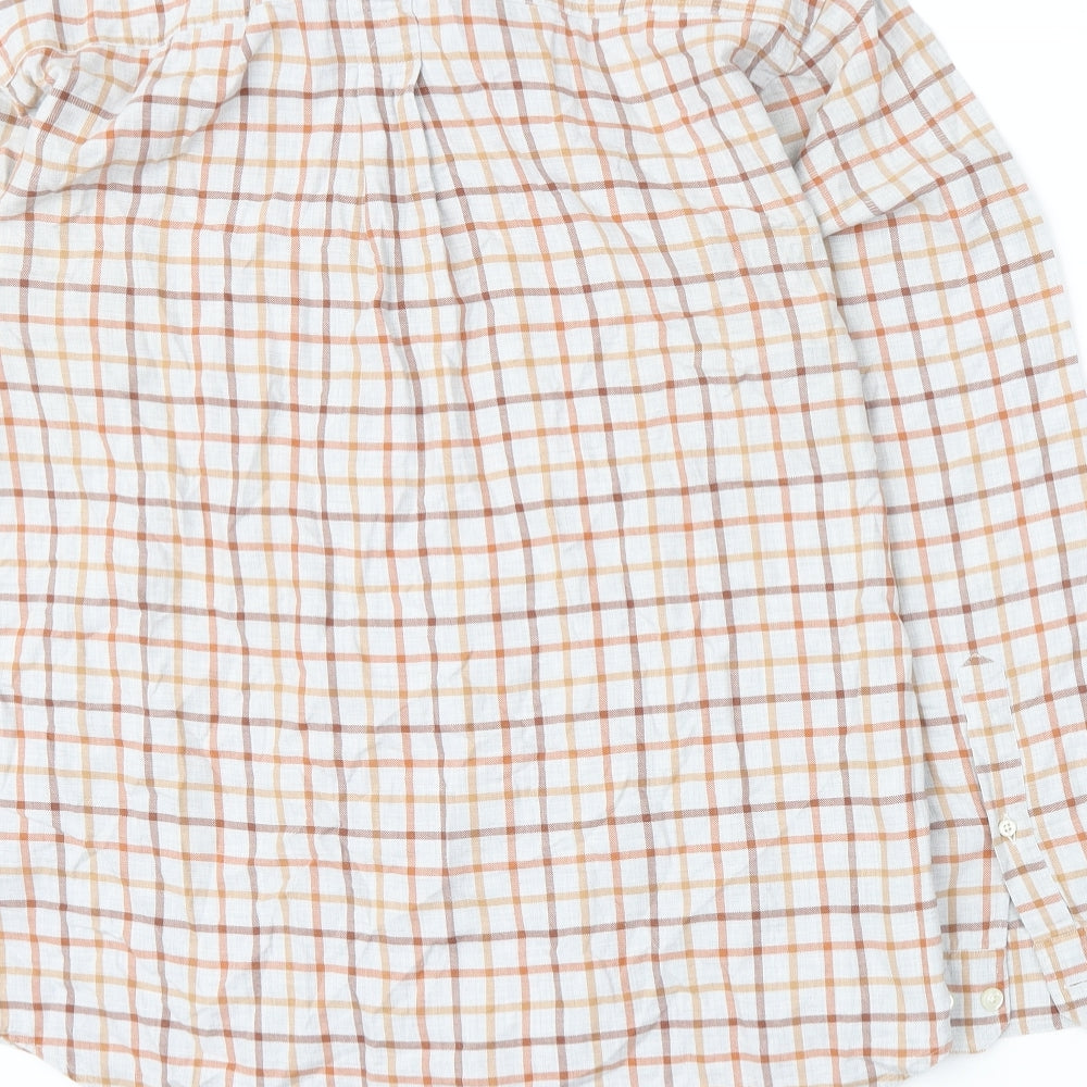 R. Blue Mens Orange Plaid   Button-Up Size M