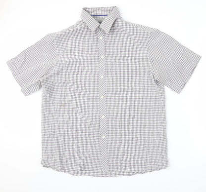 Marks and Spencer Mens White Plaid   Button-Up Size L