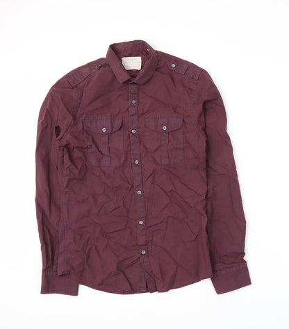 Mens UK Size S River Island Purple  Button-Up Long Sleeve Casual Shirt