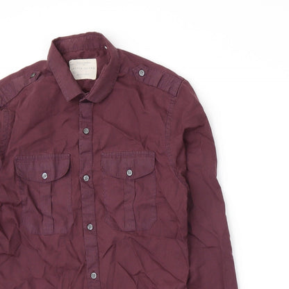 Mens UK Size S River Island Purple  Button-Up Long Sleeve Casual Shirt