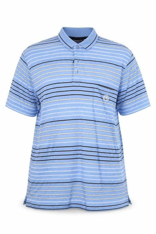 Meantime Womens Blue Striped  Basic Polo Size XL
