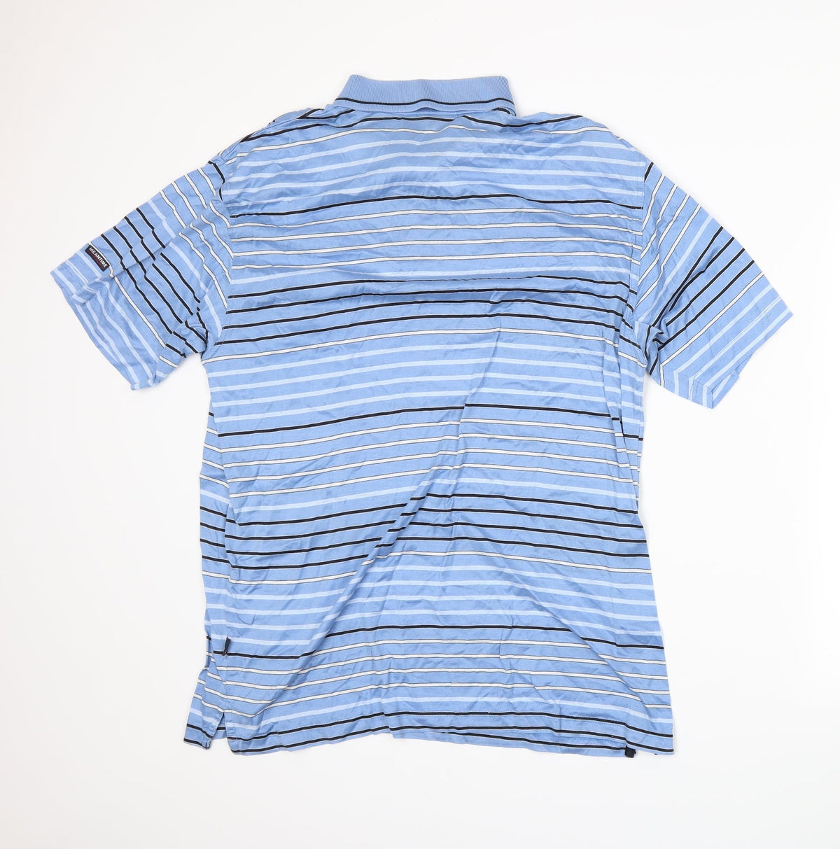 Meantime Womens Blue Striped  Basic Polo Size XL