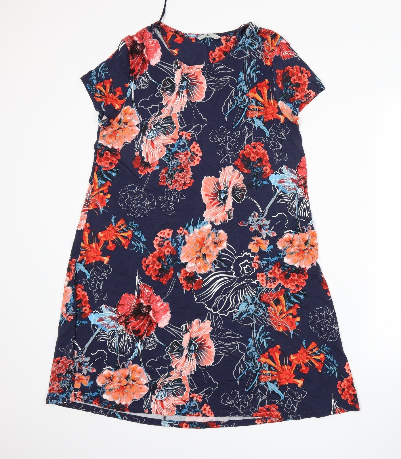 TU Womens Blue Floral  A-Line  Size 12