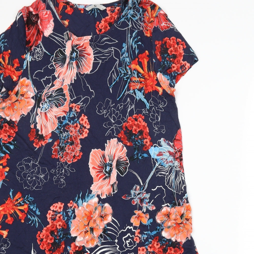 TU Womens Blue Floral  A-Line  Size 12