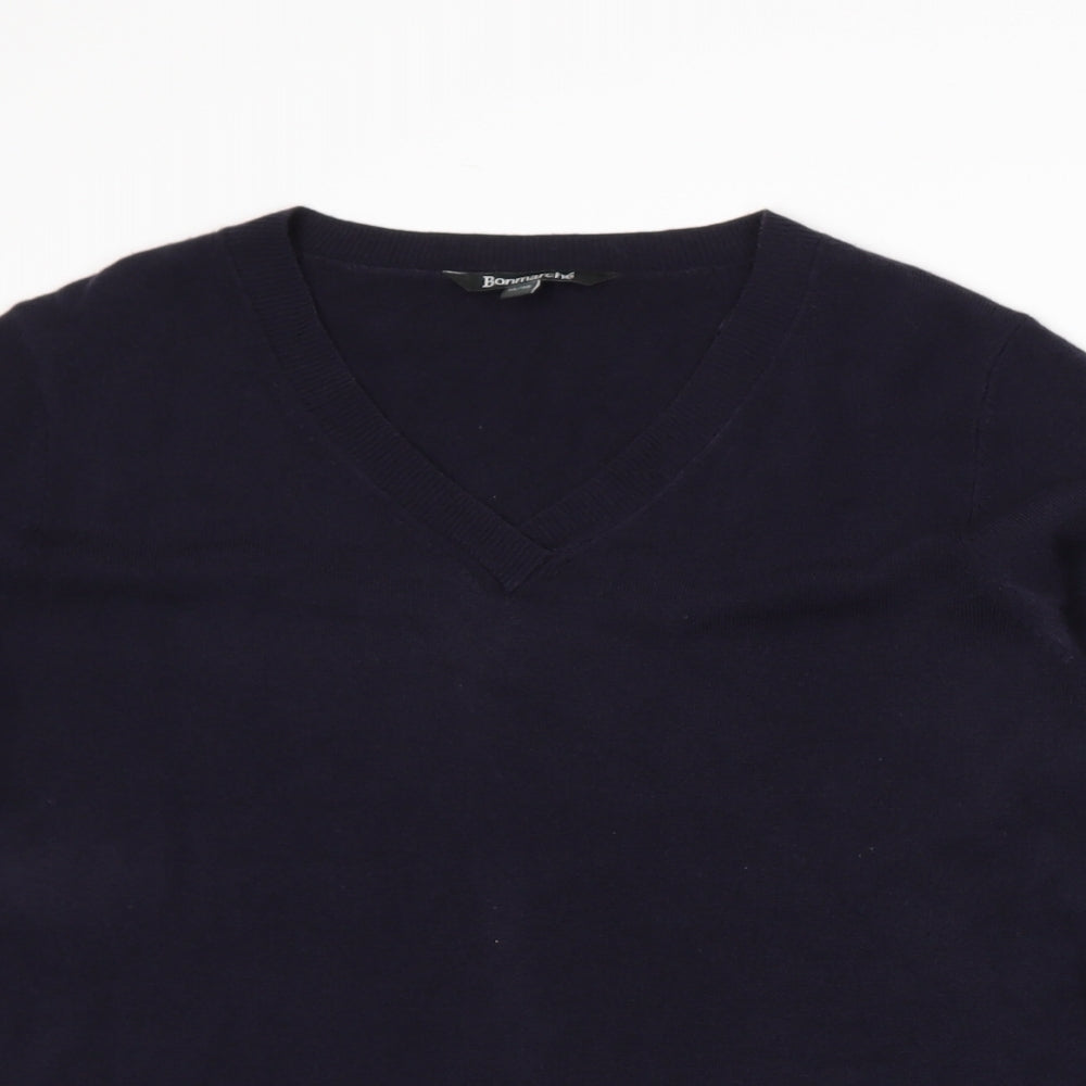 Close-up detail of Bonmarché women’s blue knit jumper, size XL
