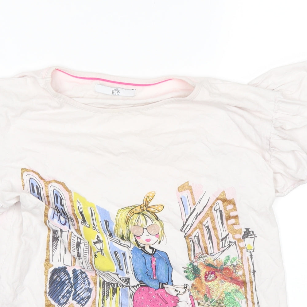 Marks and Spencer Girls White   Basic T-Shirt Size 12-13 Years