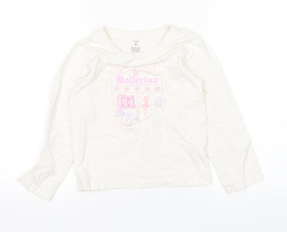 Carter's Girls White   Basic T-Shirt Size 6 Years