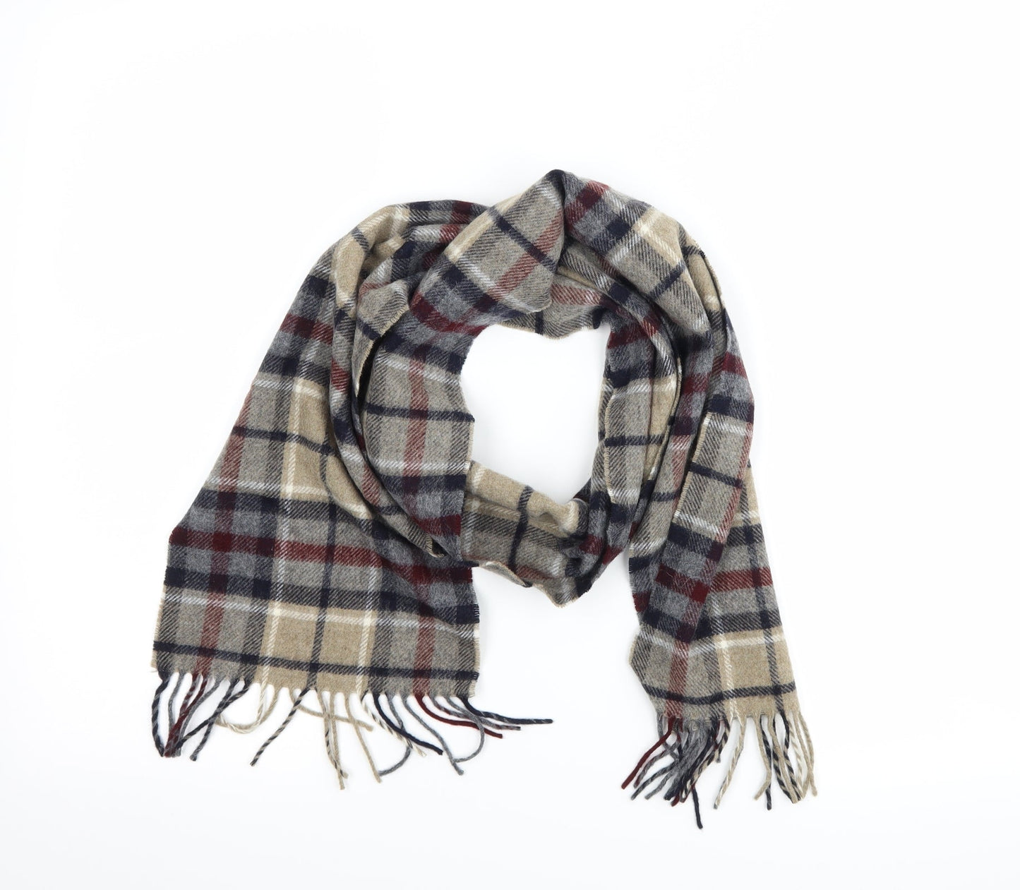 Preworn Mens Brown Plaid  Scarf  One Size