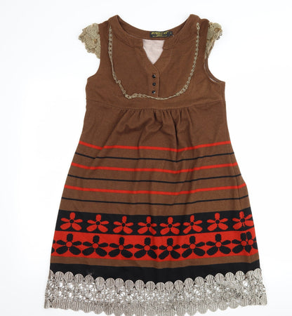 Pussycat London Womens Brown Floral  Shift  Size S