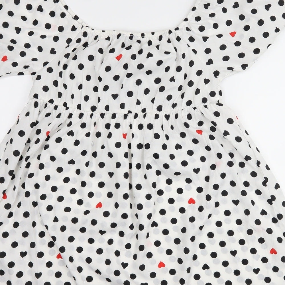 Wednesday's girl Womens White Polka Dot  Shift  Size L