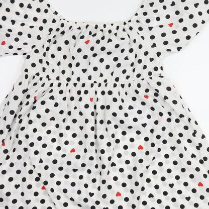 Wednesday's girl Womens White Polka Dot  Shift  Size L