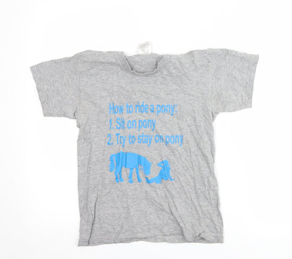 B&C collection Girls Grey   Basic T-Shirt Size 9-10 Years  - horse