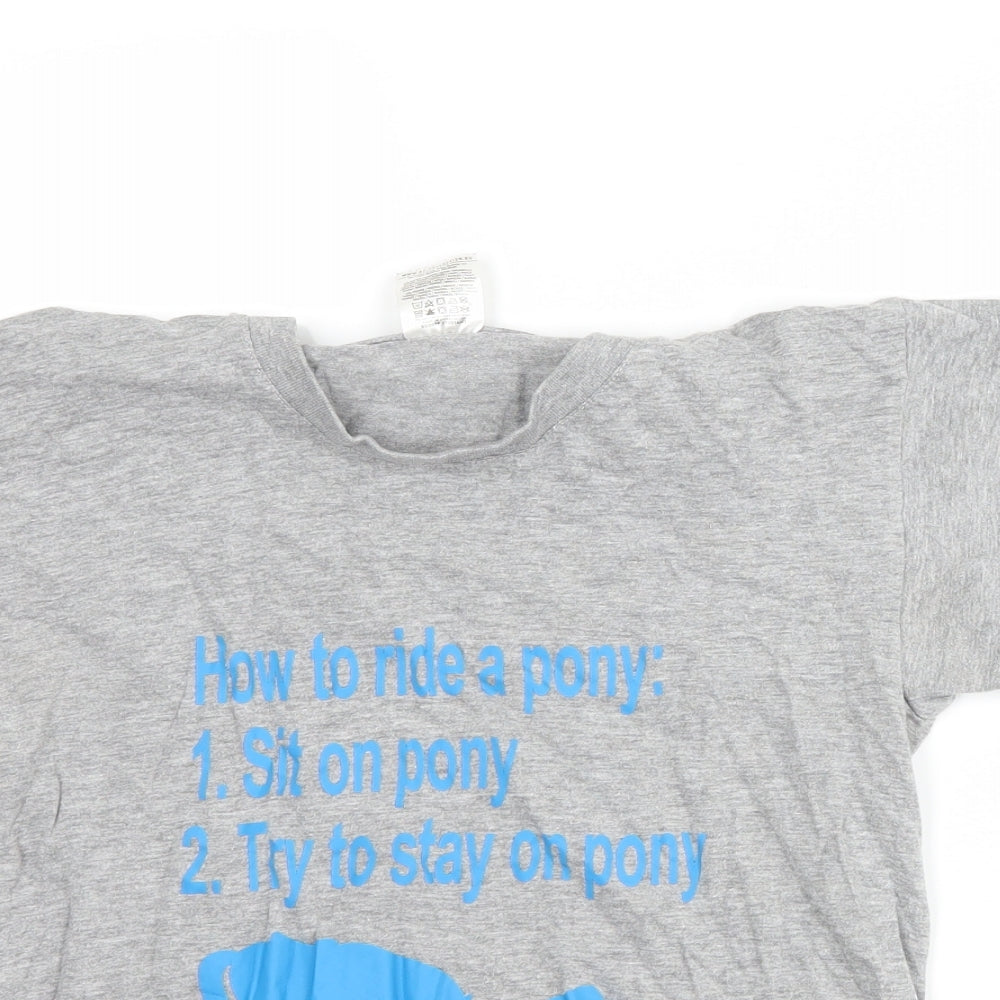 B&C collection Girls Grey   Basic T-Shirt Size 9-10 Years  - horse