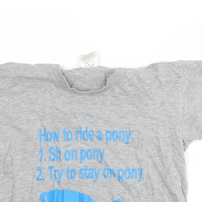 B&C collection Girls Grey   Basic T-Shirt Size 9-10 Years  - horse