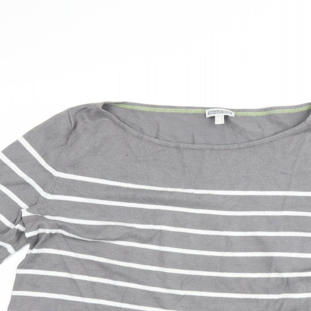 Womens UK Size 12 Street One Grey Basic T-Shirt
