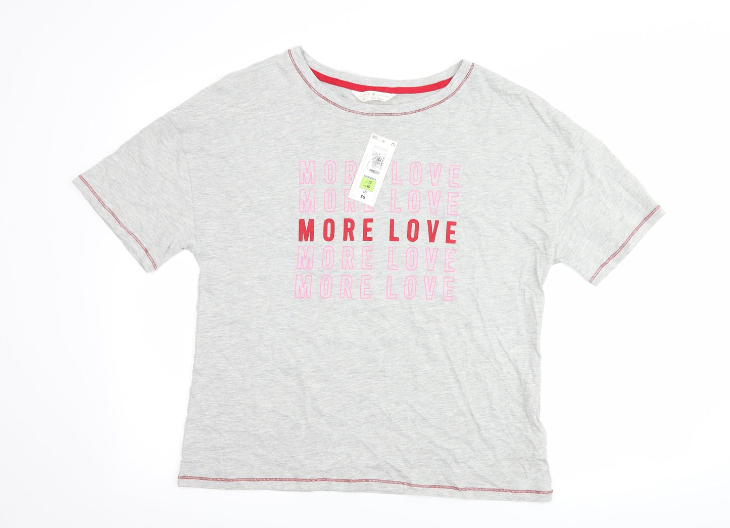 Marks and Spencer Womens Grey   Top Pyjama Top Size 12  - slogan