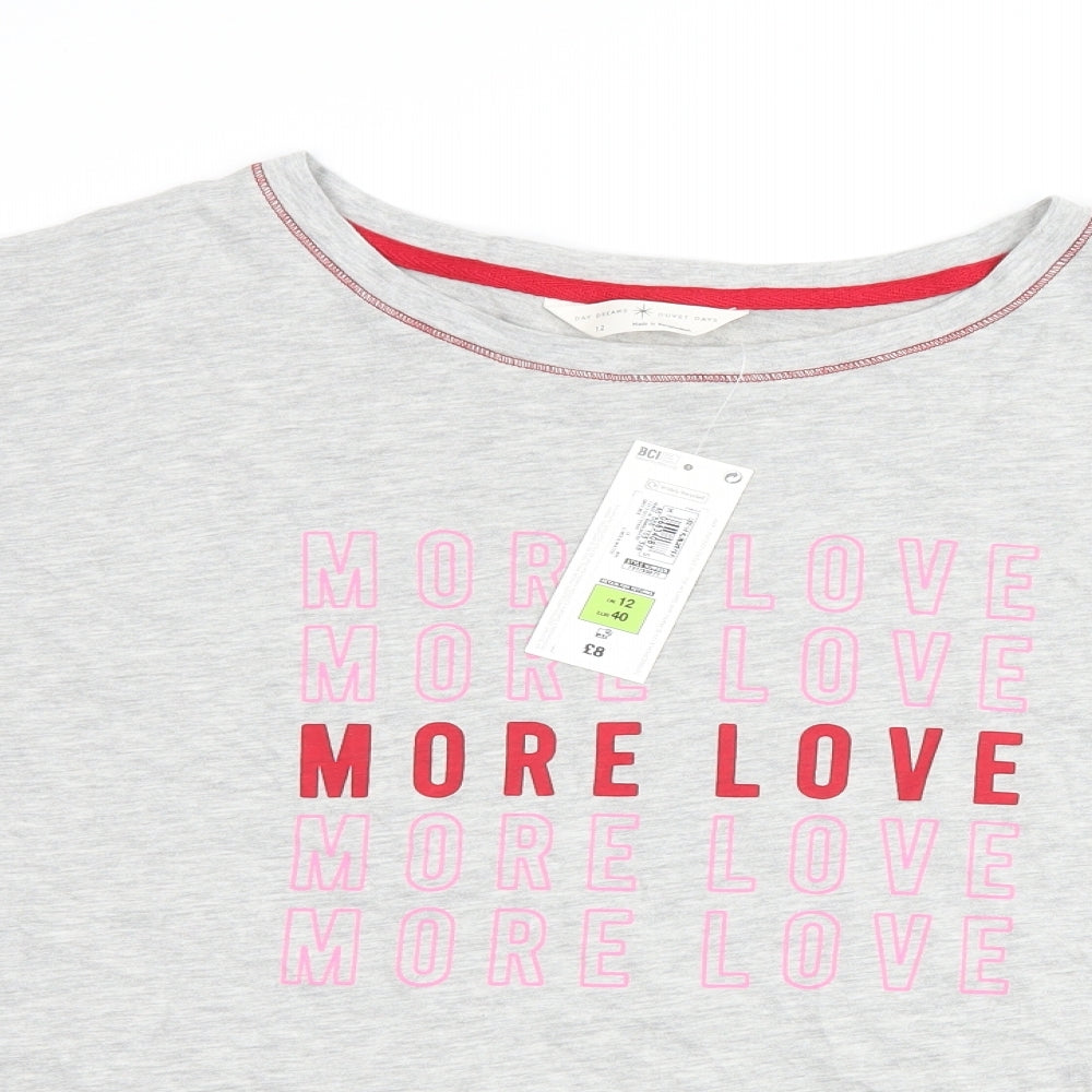 Marks and Spencer Womens Grey   Top Pyjama Top Size 12  - slogan