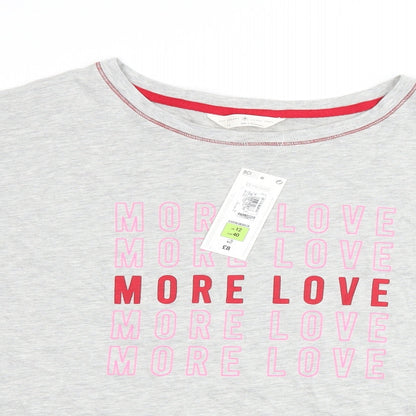 Marks and Spencer Womens Grey   Top Pyjama Top Size 12  - slogan