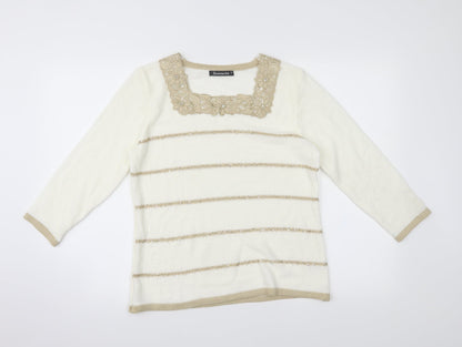 Womens UK Size S Bon Marché White Basic T-Shirt